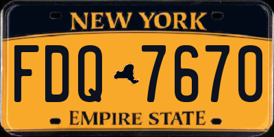NY license plate FDQ7670