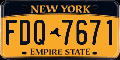 NY license plate FDQ7671