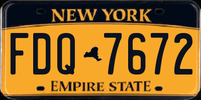 NY license plate FDQ7672