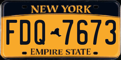 NY license plate FDQ7673