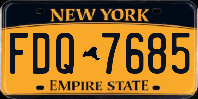 NY license plate FDQ7685