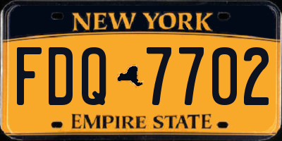 NY license plate FDQ7702