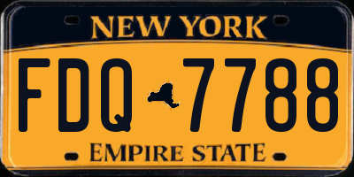 NY license plate FDQ7788