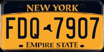 NY license plate FDQ7907