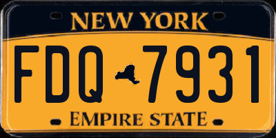 NY license plate FDQ7931