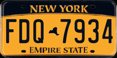 NY license plate FDQ7934