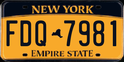 NY license plate FDQ7981