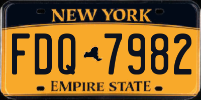 NY license plate FDQ7982