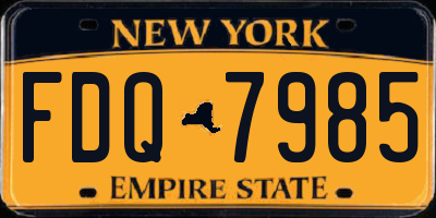 NY license plate FDQ7985