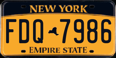 NY license plate FDQ7986