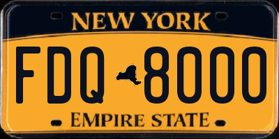 NY license plate FDQ8000