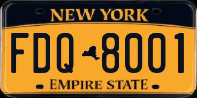 NY license plate FDQ8001
