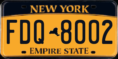 NY license plate FDQ8002