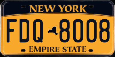 NY license plate FDQ8008
