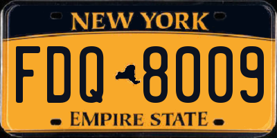NY license plate FDQ8009