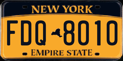 NY license plate FDQ8010
