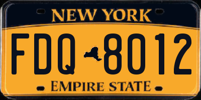 NY license plate FDQ8012