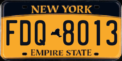 NY license plate FDQ8013