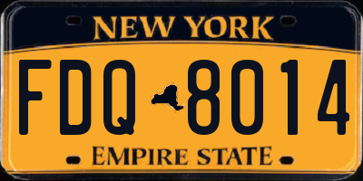 NY license plate FDQ8014