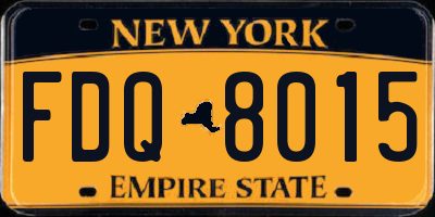 NY license plate FDQ8015