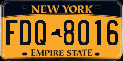 NY license plate FDQ8016