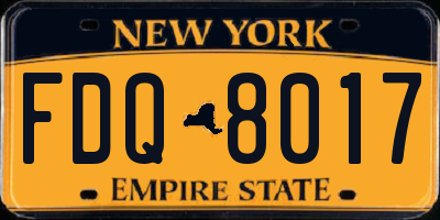 NY license plate FDQ8017