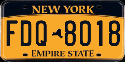 NY license plate FDQ8018