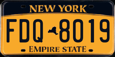 NY license plate FDQ8019