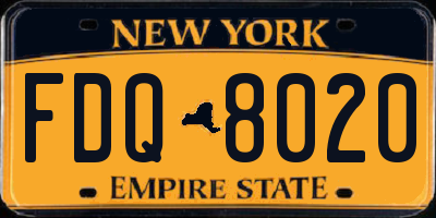 NY license plate FDQ8020