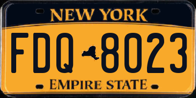 NY license plate FDQ8023