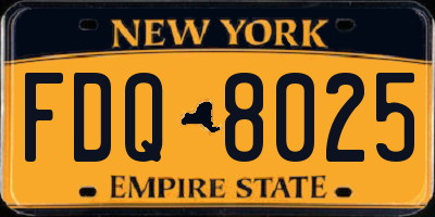 NY license plate FDQ8025