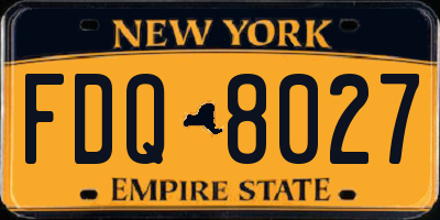 NY license plate FDQ8027