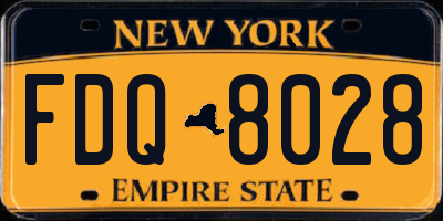 NY license plate FDQ8028