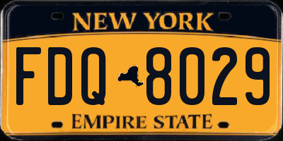 NY license plate FDQ8029