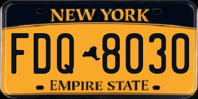 NY license plate FDQ8030
