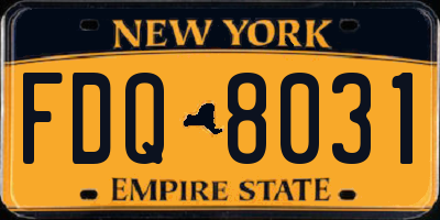 NY license plate FDQ8031
