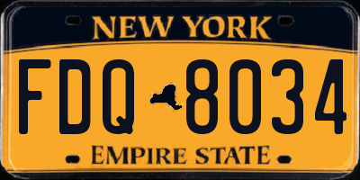 NY license plate FDQ8034
