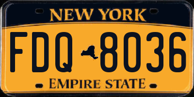 NY license plate FDQ8036