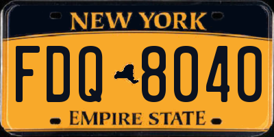 NY license plate FDQ8040