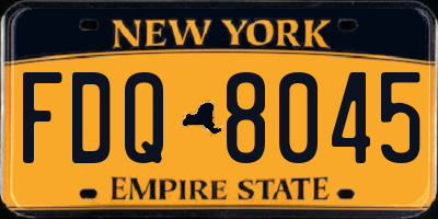 NY license plate FDQ8045