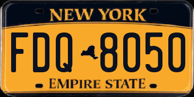 NY license plate FDQ8050