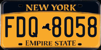 NY license plate FDQ8058