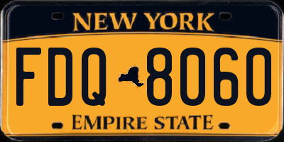 NY license plate FDQ8060