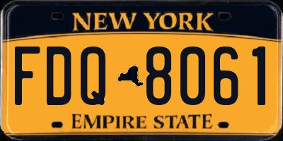NY license plate FDQ8061