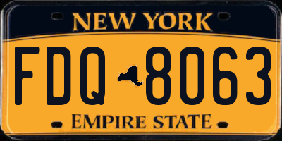 NY license plate FDQ8063