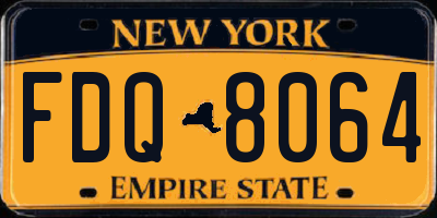 NY license plate FDQ8064
