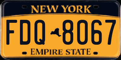 NY license plate FDQ8067