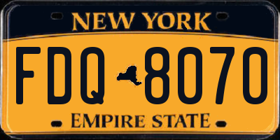 NY license plate FDQ8070