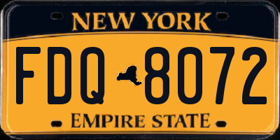NY license plate FDQ8072