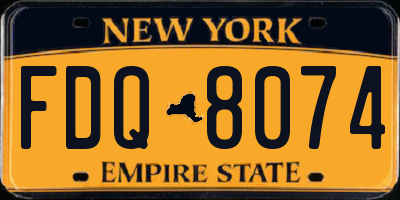 NY license plate FDQ8074